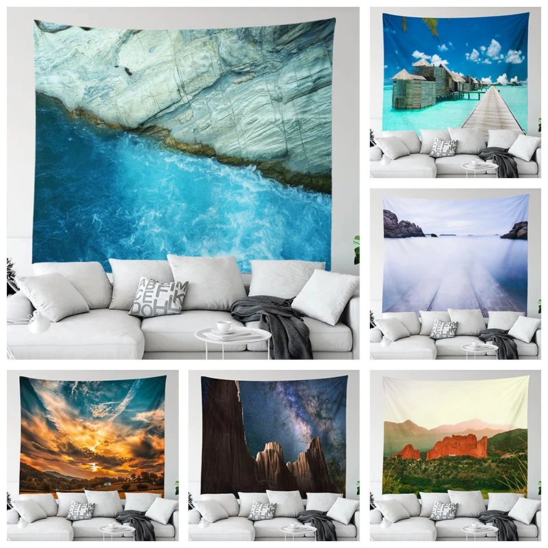 

Натуральный пейзаж прямоугольный гобелен настенный фон для комнаты ткань в скандинавском стиле для спальни индивидуальное украшение для д...