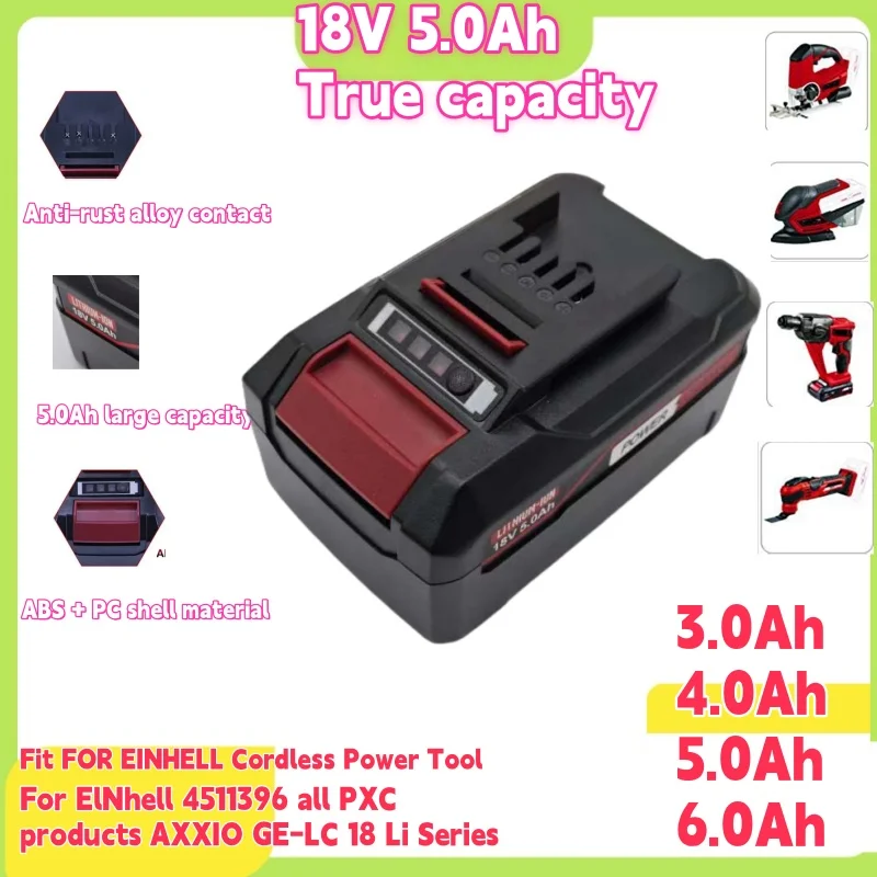 Фото  EIN18C2 5000 мАч, 18 В, сменный литий-ионный аккумулятор для EINHELL Power X-change PX-BAT4 PX-BAT52 4511396 4511437 AXXIO GE-LC 18 Li №1