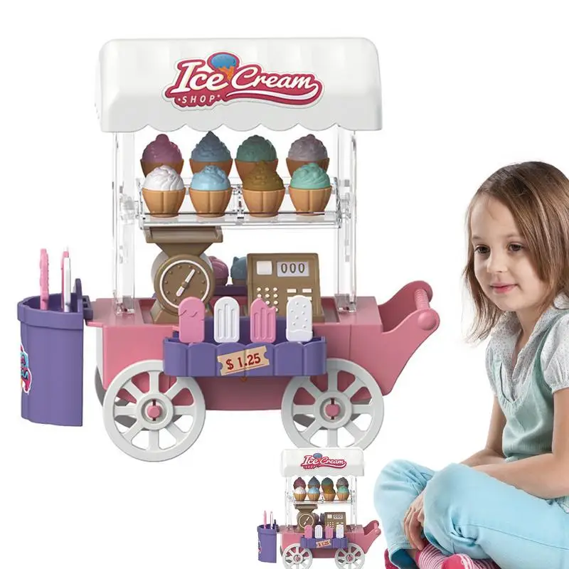 

Snacks And Sweets Food Cart Toddler Truck Food Cart Pretend Play Ice Cream Shop Counter Play Set For Girls And Boys Ages 1-3
