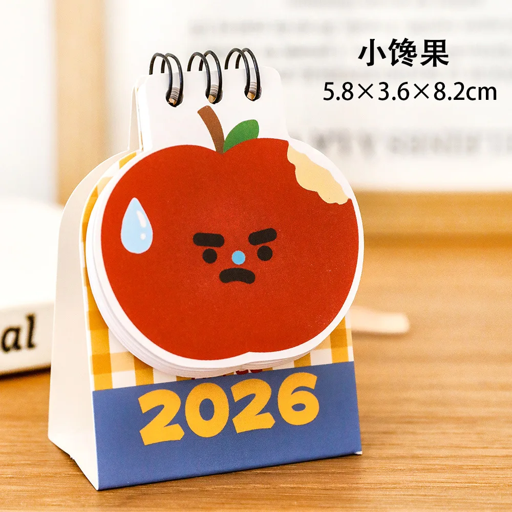 

2026.1-2026.12 Календарь в форме яблока Мини-настольный календарь Бумажный настольный календарь для заметок Двойной ежедневный планировщик Настольный планировщик Офис