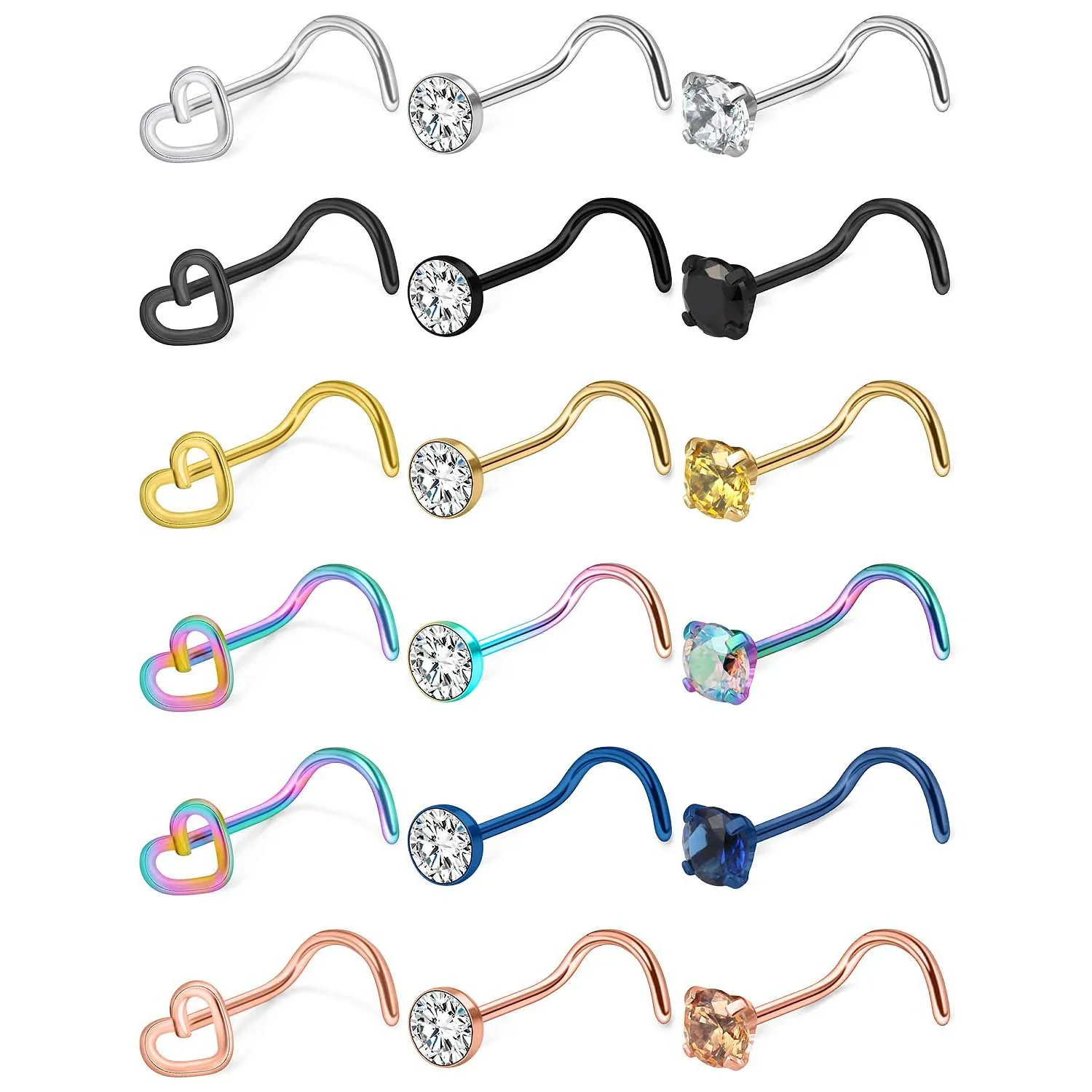 1 шт./18 шт. 20 г кольца в носу шпильки из нержавеющей стали изогнутый стержень