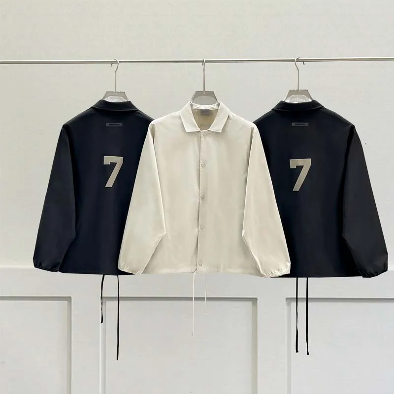 

New Essentials High Quality Jacket Woven Fabric Back Letter Logo Loose Casual Sweatshirt Men and Women Oversized Leisure Coat