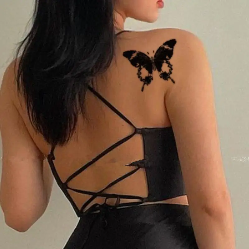 

Dark Butterfly Herbal Juice Tattoo Sticker Tatoo Sexy Waterproof Fake Tattoos Wholesale Art Tatto Cute Festival Accessories Body