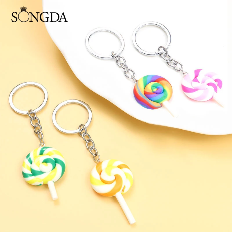 

Simulation Lollipop Candy Resin Pendant Keychain Cartoon Creativity Keyring For Woman Car Key Backpack Jewelry Accessories Gifts