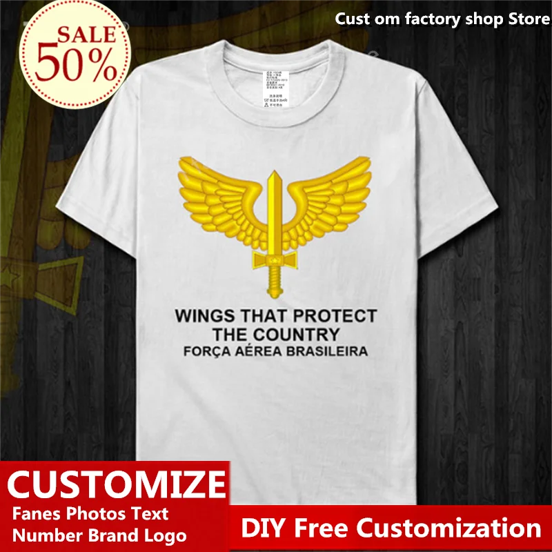 

Air Force Brazil BRA BR Cotton T shirt Custom Jersey Fans DIY Name Number LOGO Tshirt Fashion Hip Hop Loose Casual T-shirt
