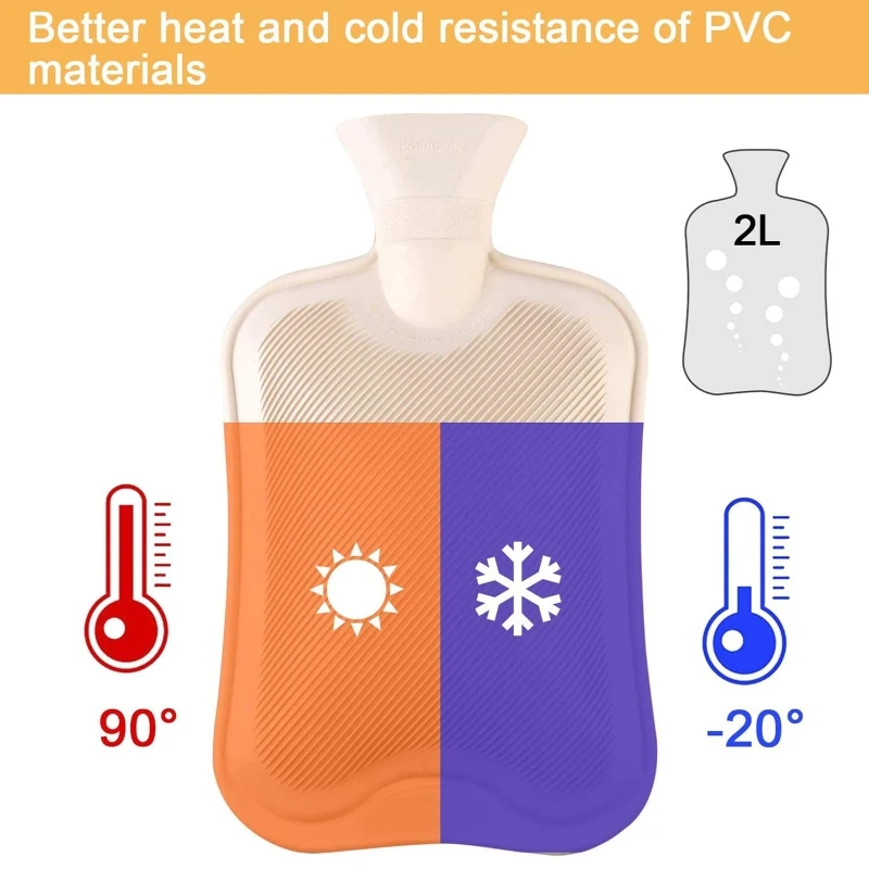 2 л бутылка для горячей воды с крышкой Съемная резиновая теплая сумка холодных