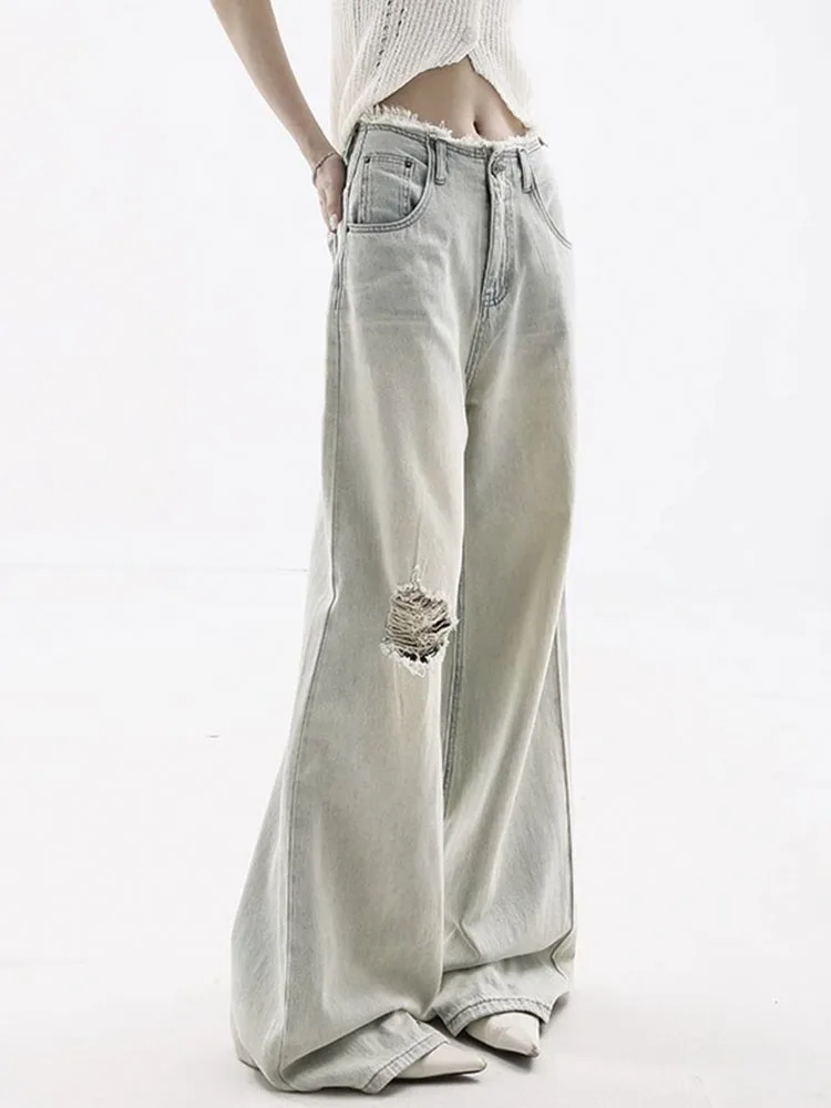 

Рваные джинсы для женщин, брюки с широкими штанинами, свободные женские модные уличные джинсовые брюки в стиле панк, забавные рандомные