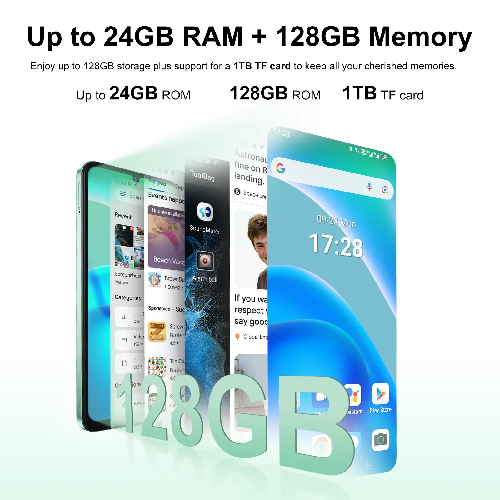 Фото Смартфон Fossibot S1 5G, аккумулятор 4900 мАч, 24 ГБ + 128 ГБ, мобильный телефон, основная камера 50 МП, 6,745 дюйма, HD + дисплей, Android 14 NFC-телефон №5