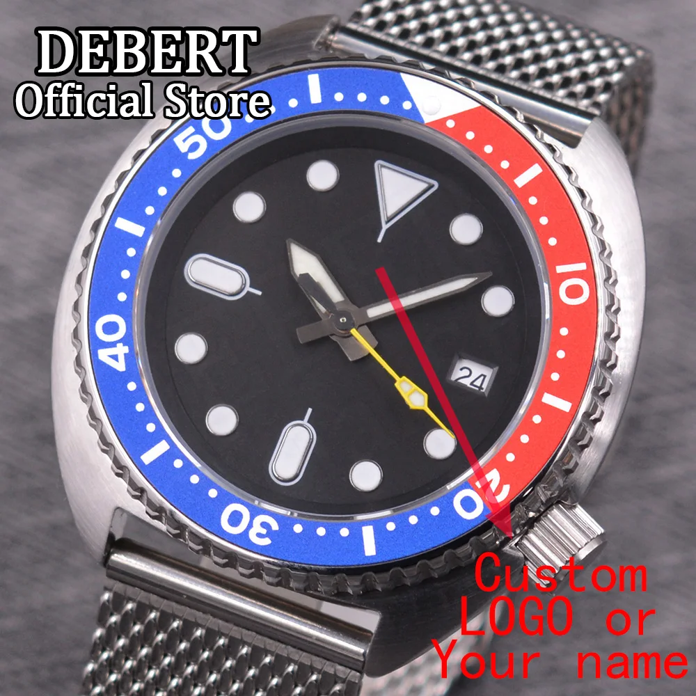 

DEBERT No Logo 45mm NH35A Automatic Movement Men Watch Sterile Dial Sapphire Glass Ceramic Rotating Bezel Luminous Watch