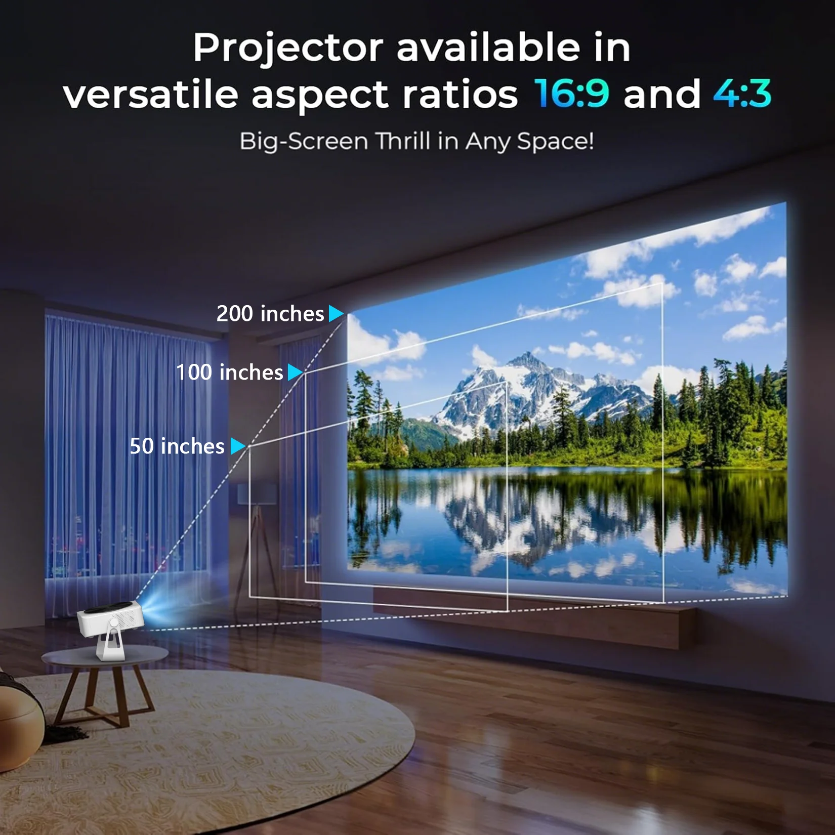 Фото Совершенно новый портативный проектор Blixora 4K 1200ANSI, полностью электрическая автоматическая коррекция 1080P, WIFI6 360° °   домашний театр №5