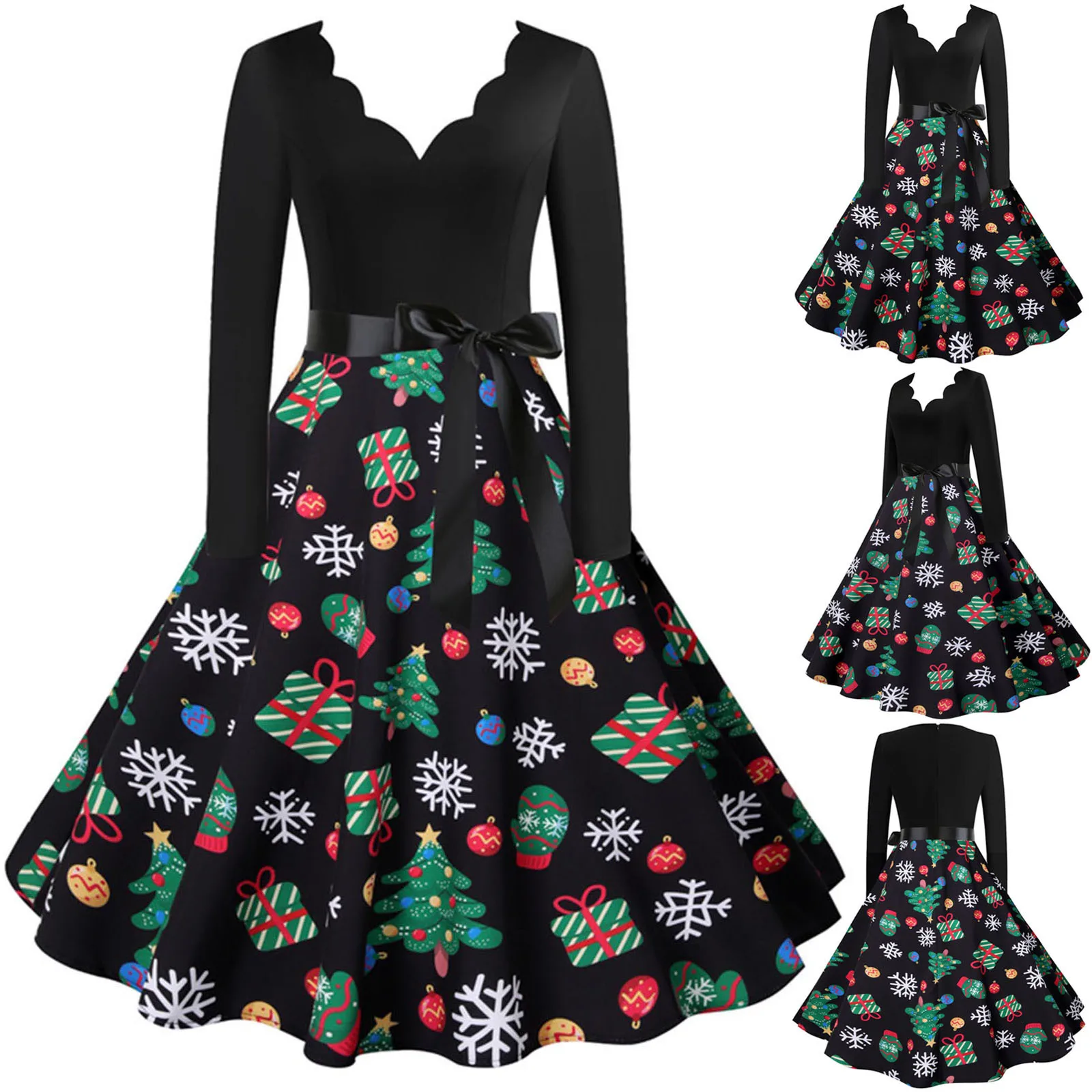 

Evening Dress Housewife Long Party Prom 1950s Christmas Sleeve Women Vintage Women's Dress Christmas Dress Women 2023 Vestido