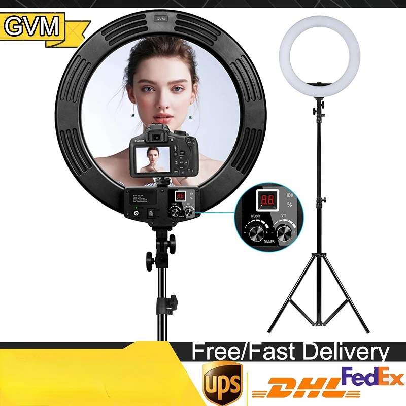 

GVM Led Video Ring Light 14''18" Bi-Color With Bluetooth For Live Stream Makeup Tiktok Youtube And Vlog Selfie Video Photography