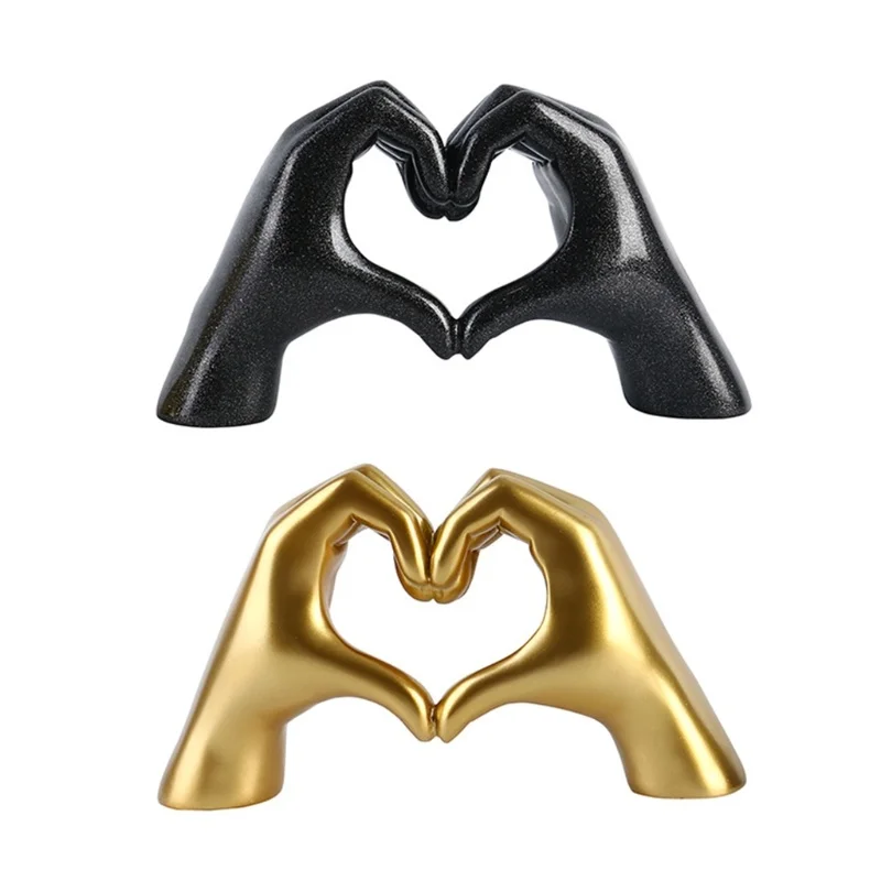 

Hand Love Statue Nordic Style Heart Gesture Sculpture Resin Abstract Statue Wedding Home Decor Garden Decoration Accessories