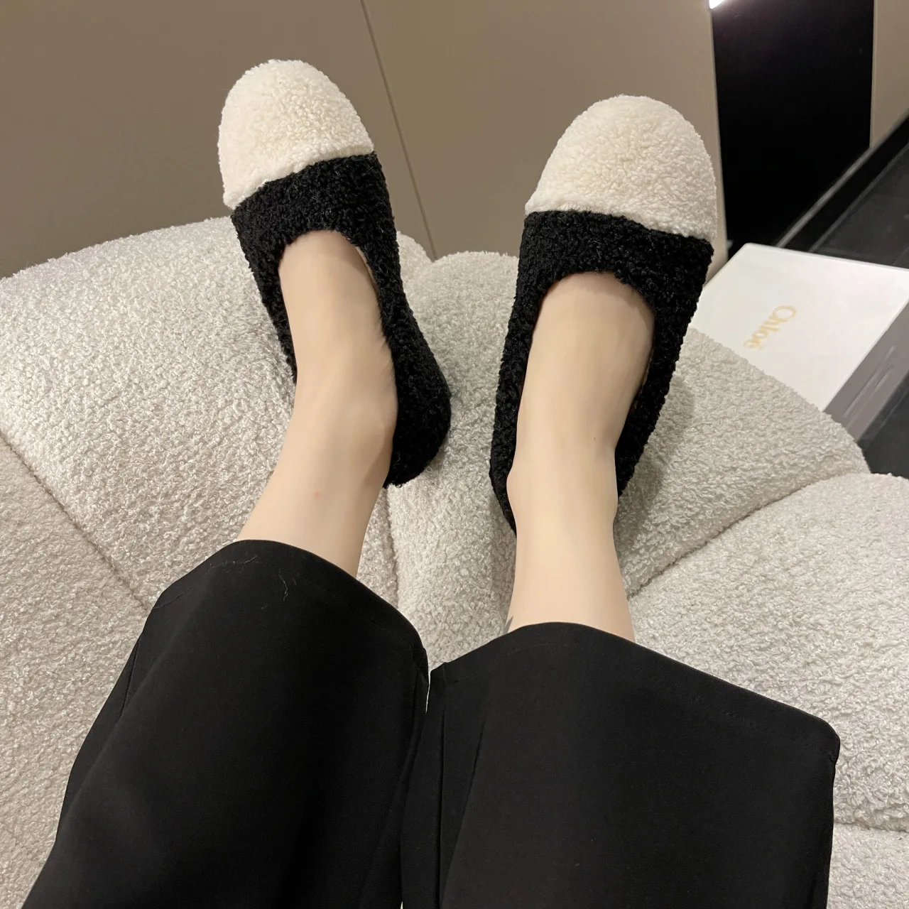 

Туфли с низким верхом, базовая обувь из флока с коротким плюшем, на резиновой подошве