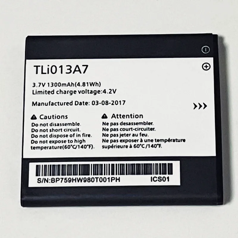 Аккумулятор 3 7 в 1300 мАч TLi013A7 для Alcatel One Touch Pixi 4 5 4017E 4017D 4017X 4017A 4017F 4017G 4017S TCL S300T TLi013A1 -