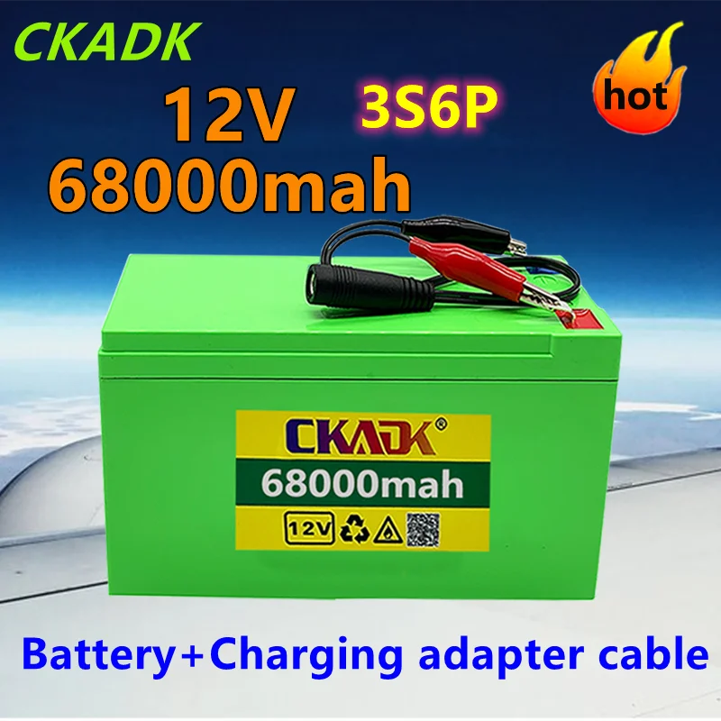 

12V 68Ah 18650 lithium battery pack 3S6P built-in high current 20A BMS for sprayers, carts, children's electric vehicle battery
