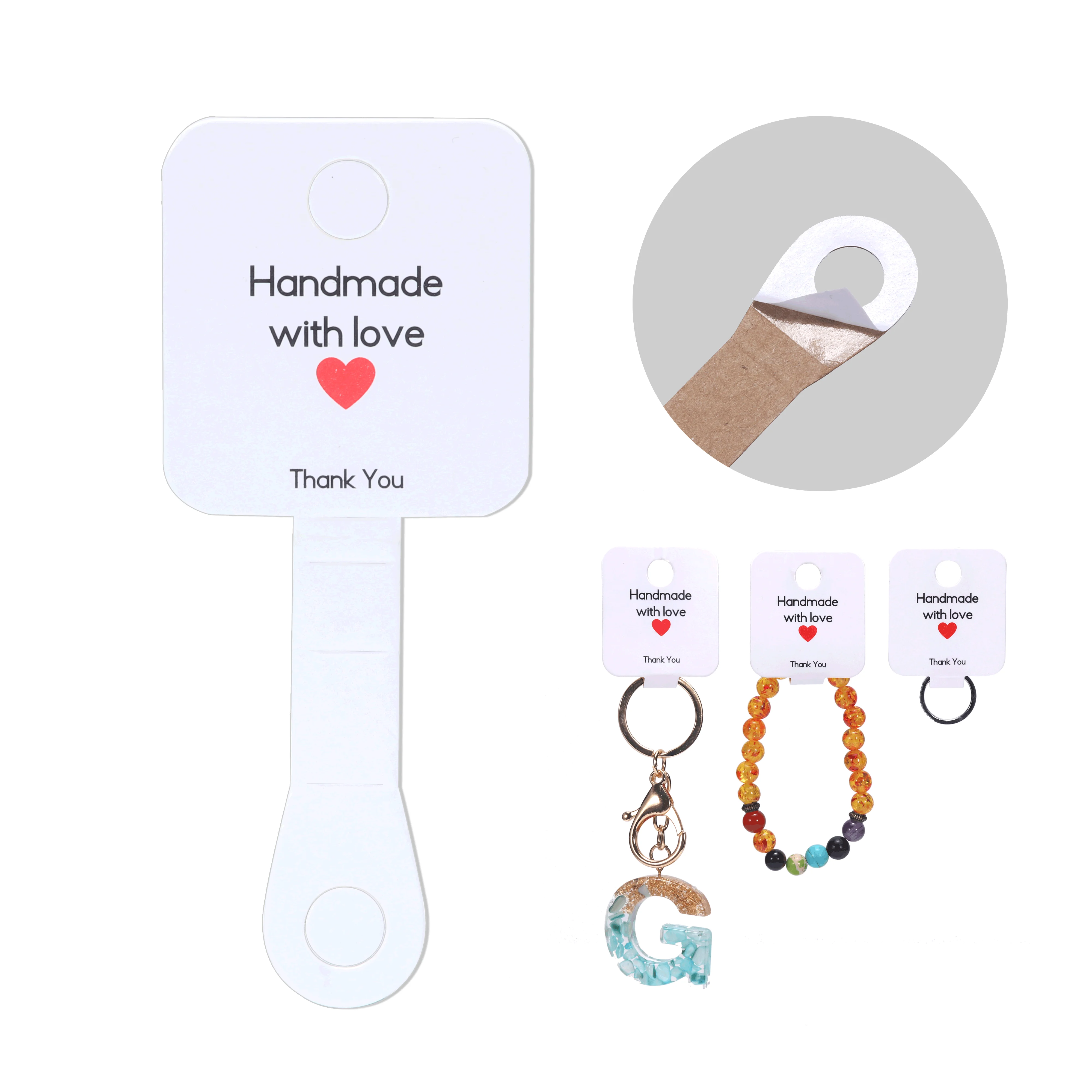 Self-Adhesive Hanging Holder For Ring Keychain Necklace Bracelet Hairband Display Card Small Bussiness Jewelry Package Wholesale