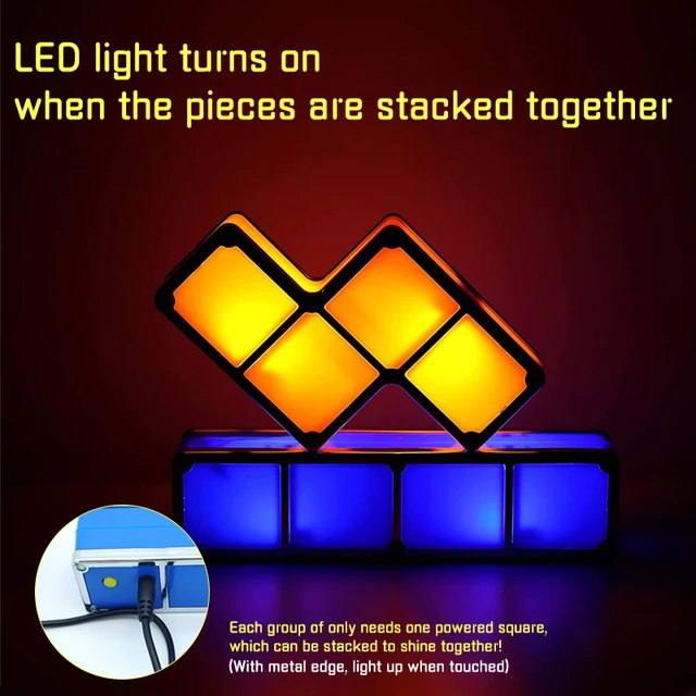 DIY Stackable Night Light LED Puzzle Kids Gift 7 Colors 3D Tangram Light Home Bedroom Desk Lamp Kid Teen Ideal Girl/Boy Birthday 4