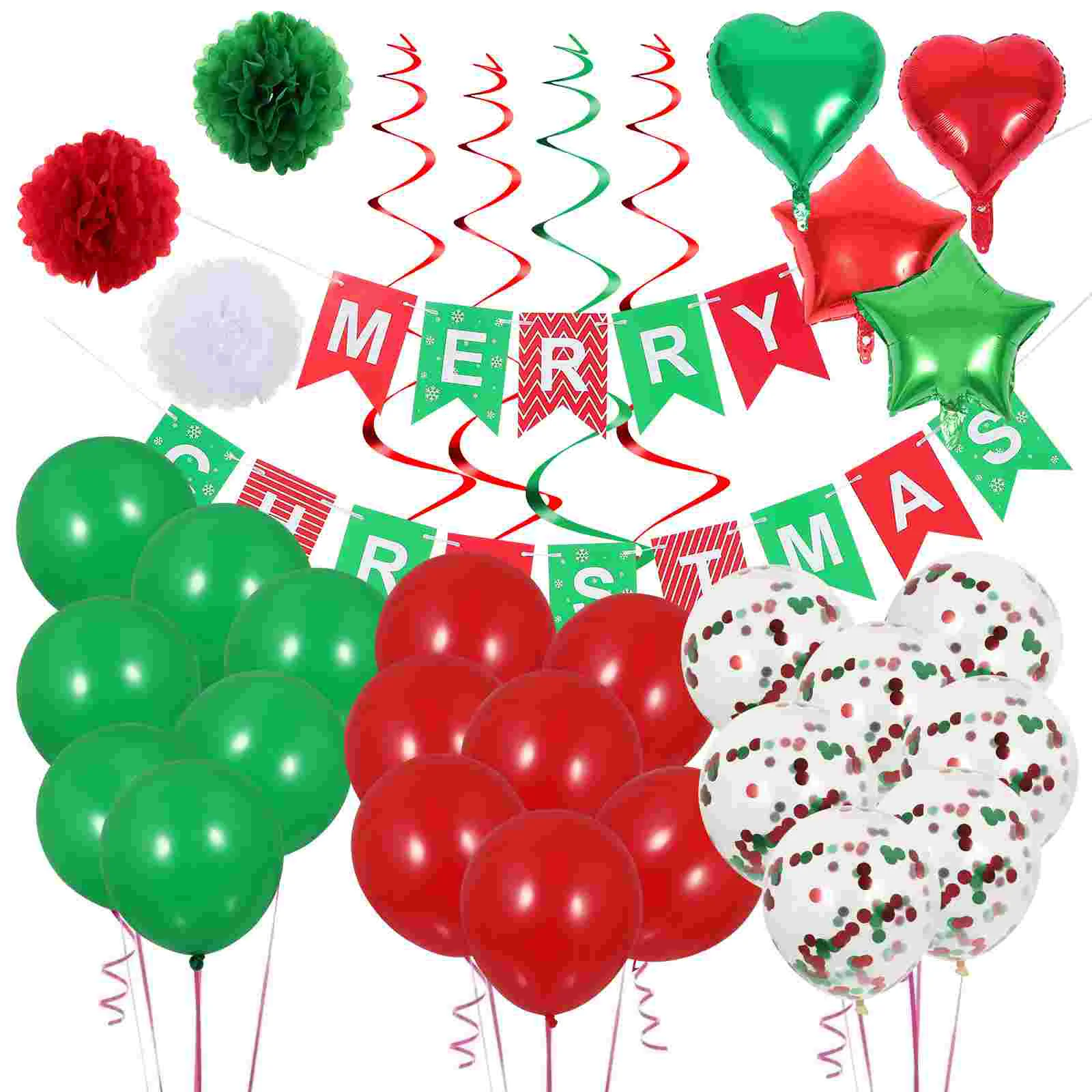 

Christmas Balloons Party Banner Decorations Tissue New Poms Pom Paper Red Greenpennant Props Garland Year