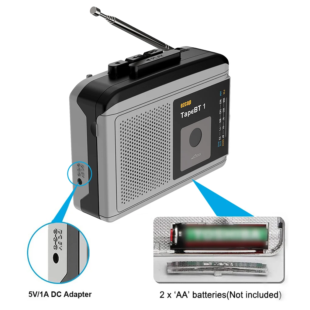 Портативный кассетный плеер Ezcap233 с AM/FM-радио аудиовыход 3 5 мм дорожное радио Built-in