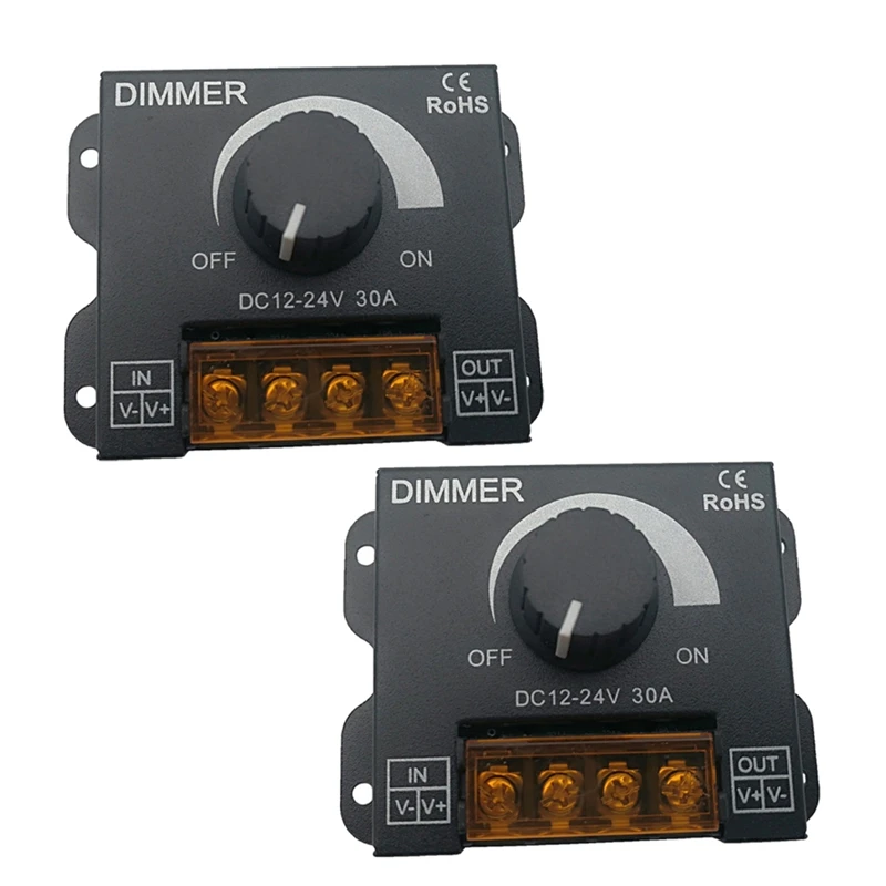 

2PCS DC 12V 24V LED Dimmer Switch 30A 360W Voltage Regulator Controller For LED Strip Light Lamp LED Dimming Dimmers