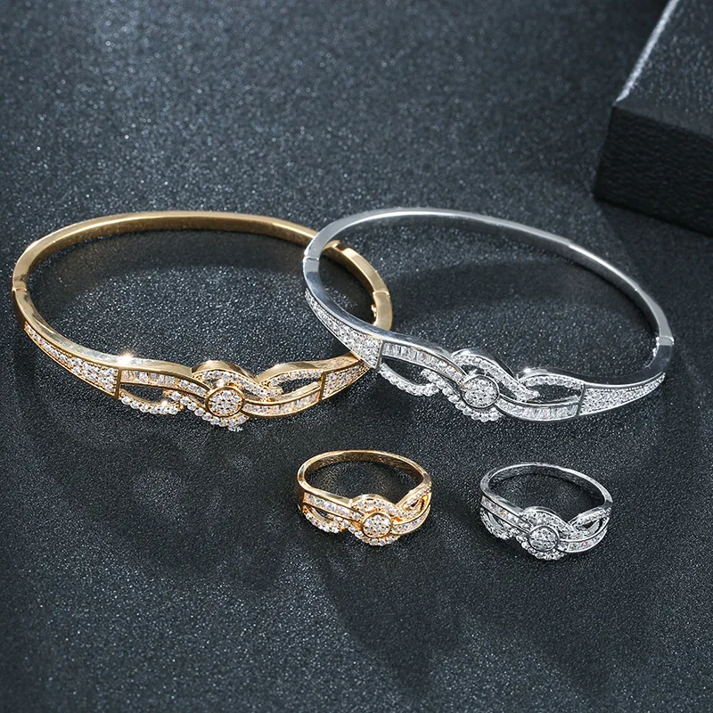 

2 шт., женские браслеты и кольца из циркония AAA