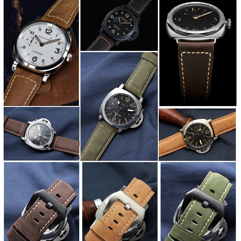 Ремешок из натуральной кожи для часов Panerai PAM111/441/312 Crazy Horse 20 мм 22 24 26 в стиле