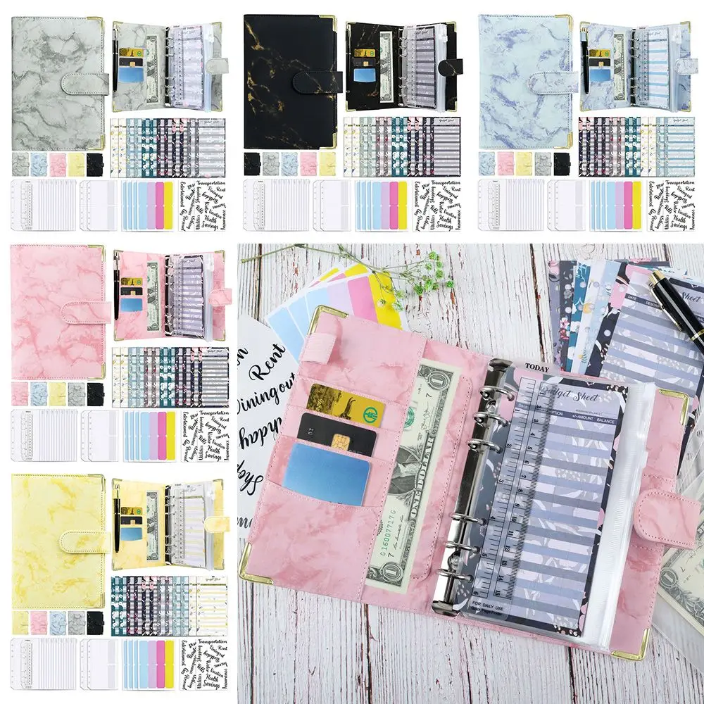 

Bill Planner Labels Cover Leather A6 Binder Cover Budget Binder Cash Pockets