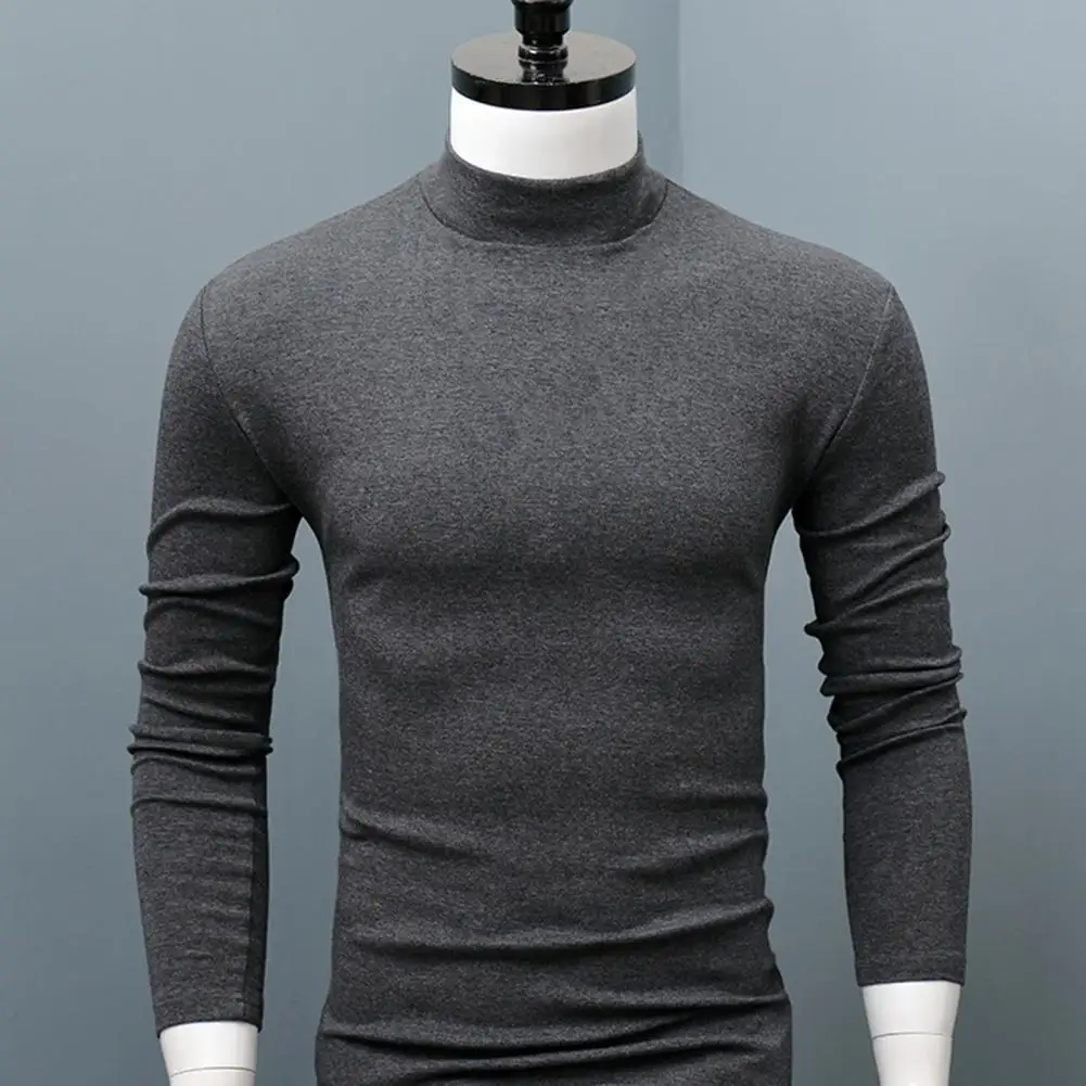 

Men Top Simple Slim Long Sleeve Tight Tight Casual Men Shirt Solid Color Elastic Men Top for Going Out