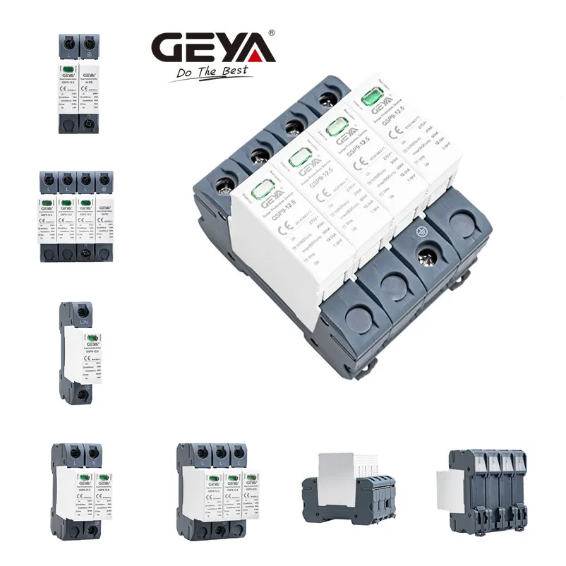 Фото GEYA GSP9 12.5KA T1+T2 SPD 4P 3P+NPE сетевой фильтр 275 В переменного тока с пробкостью: 7/12,5KA Устройство разрядника низкого напряжения SPD №1