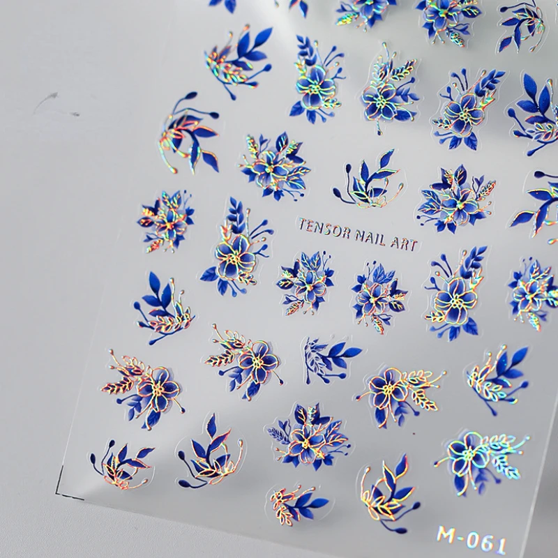 Hot Stamping Process Ink Orchids 3D Self Adhesive Nail Art Decorations Stickers High Quality Manicure Decals Wholesale images - 6