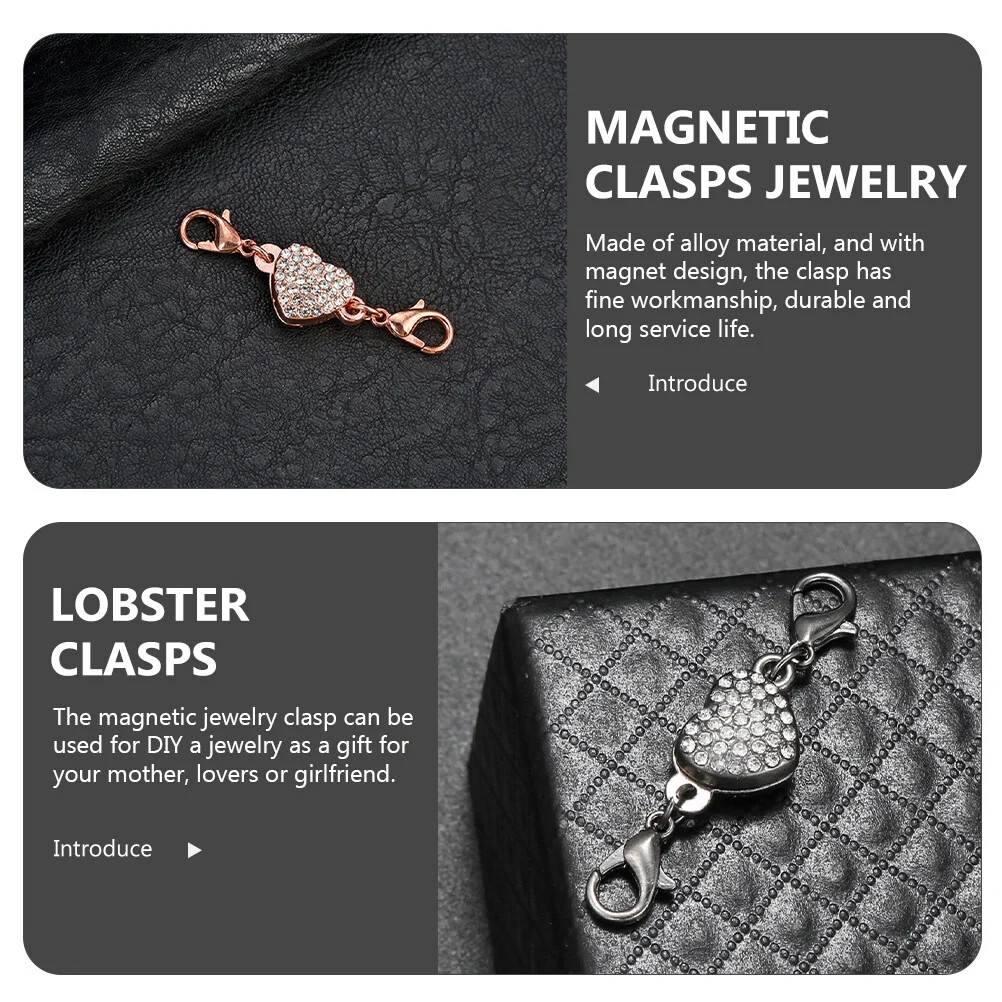 4 Pcs Metal Button Heart Jewelry Magnetic Clasps Bracelet Necklace Buckles Alloy DIY Lovers Connector