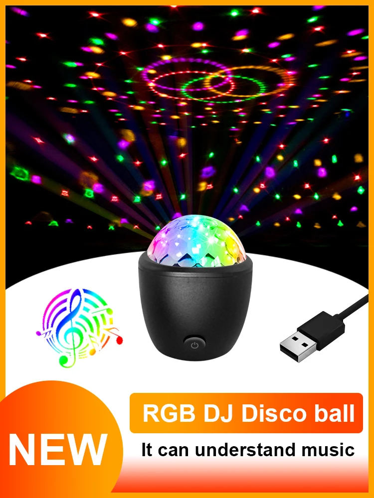 RGB Disco Ball Party Lights DJ Disco Light LED Projector Strobe Lamp Birthday Party Car Club Bar Karaoke USB Mini Lamp