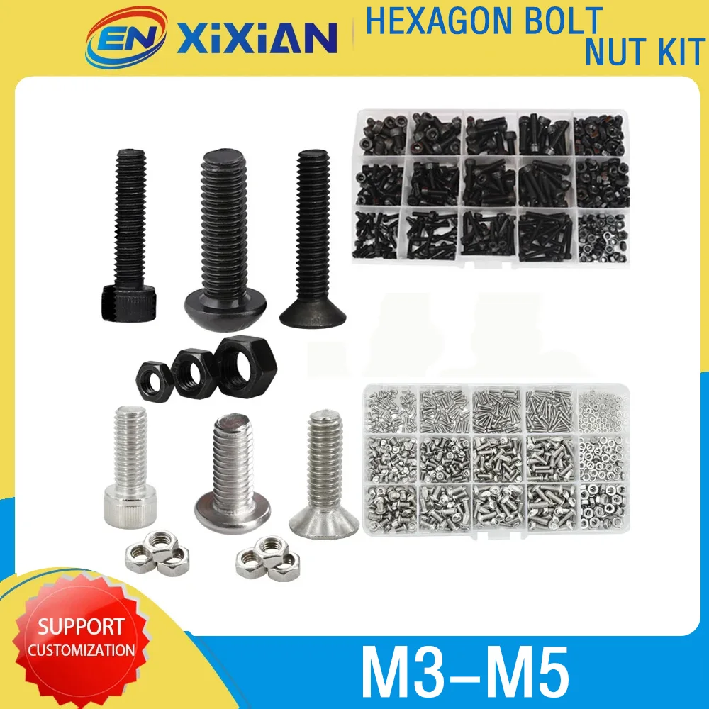 M3 M4 M5 болты с шестигранной головкой из нержавеющей стали набор винтов