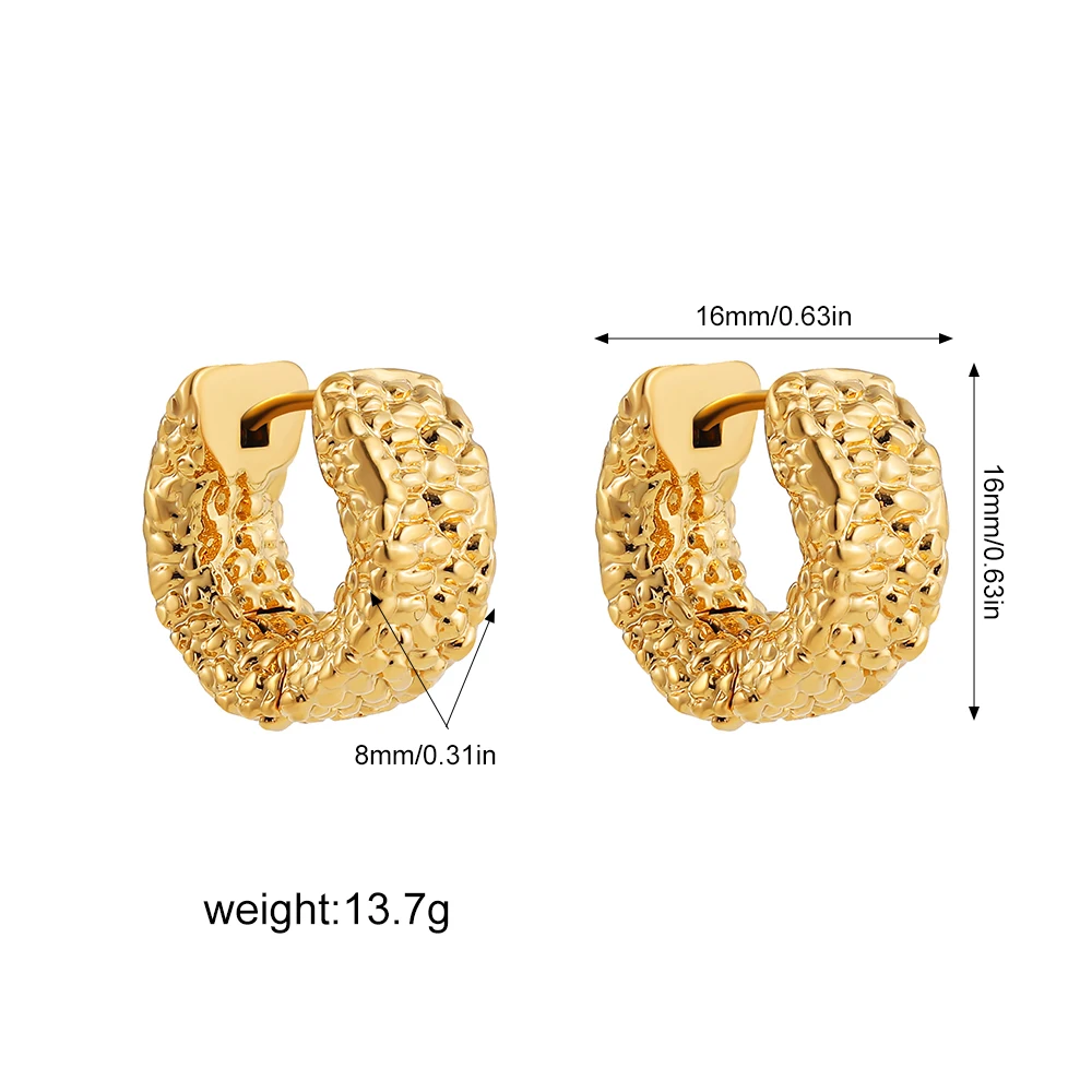 Винтажные серьги-кольца Huggie неправильной формы с коваными ушками позолоченные
