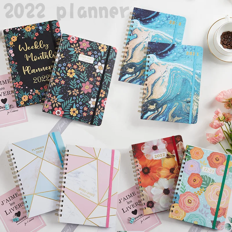 2022 Schedule Book A5 Trend Creative Fashion Daily Plan Calendar Book Coil Notebook English Book Business Notepad Stationery