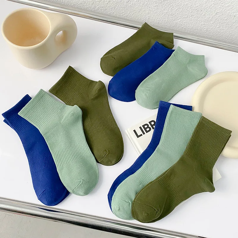 

Women cotton socks solid color low/middle/high tube woman summer socks minimalist style female socks VKMONY
