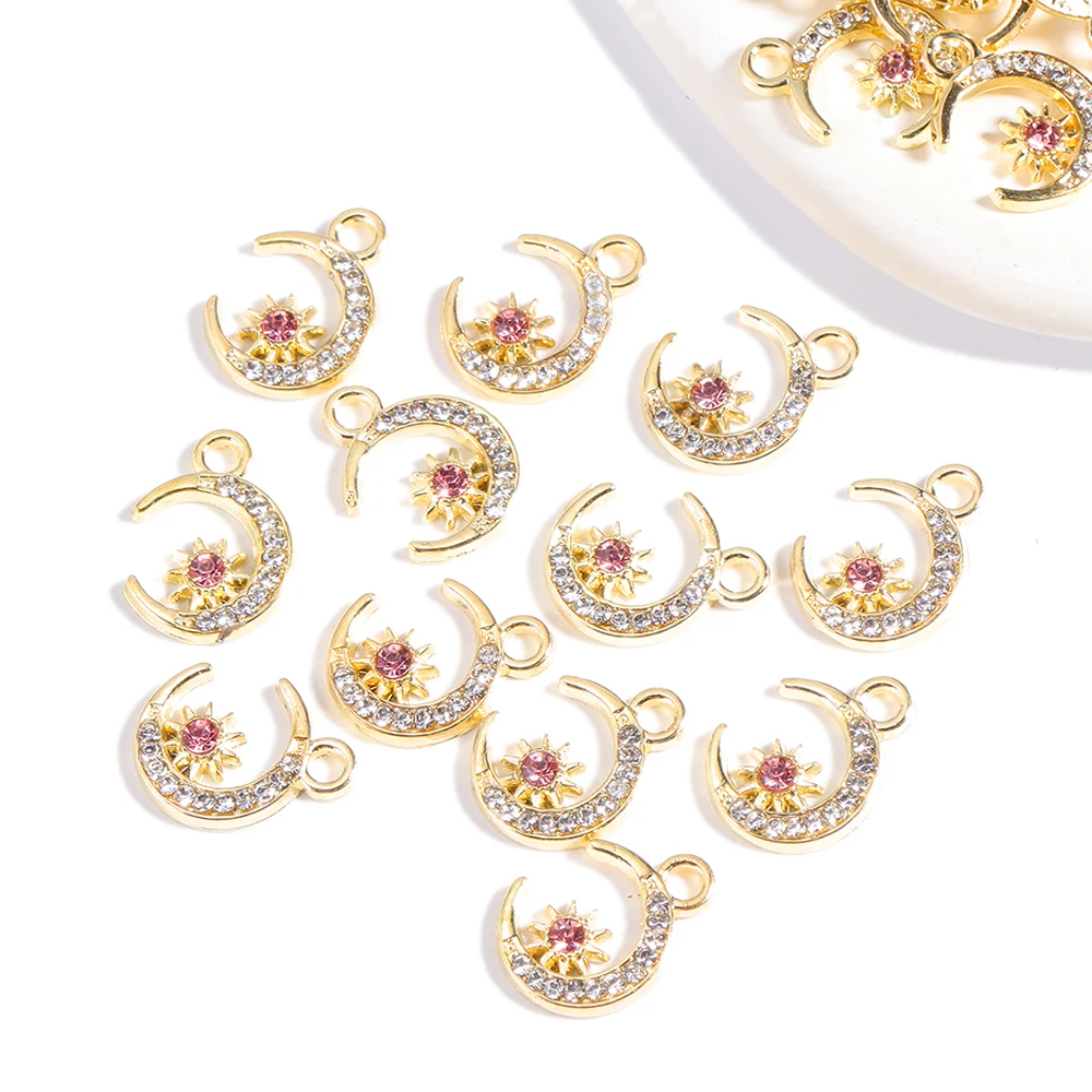 Подвески в виде Луны и звезды из сплава с кристаллами 20 шт./партия 15*11 Y2k оптовая