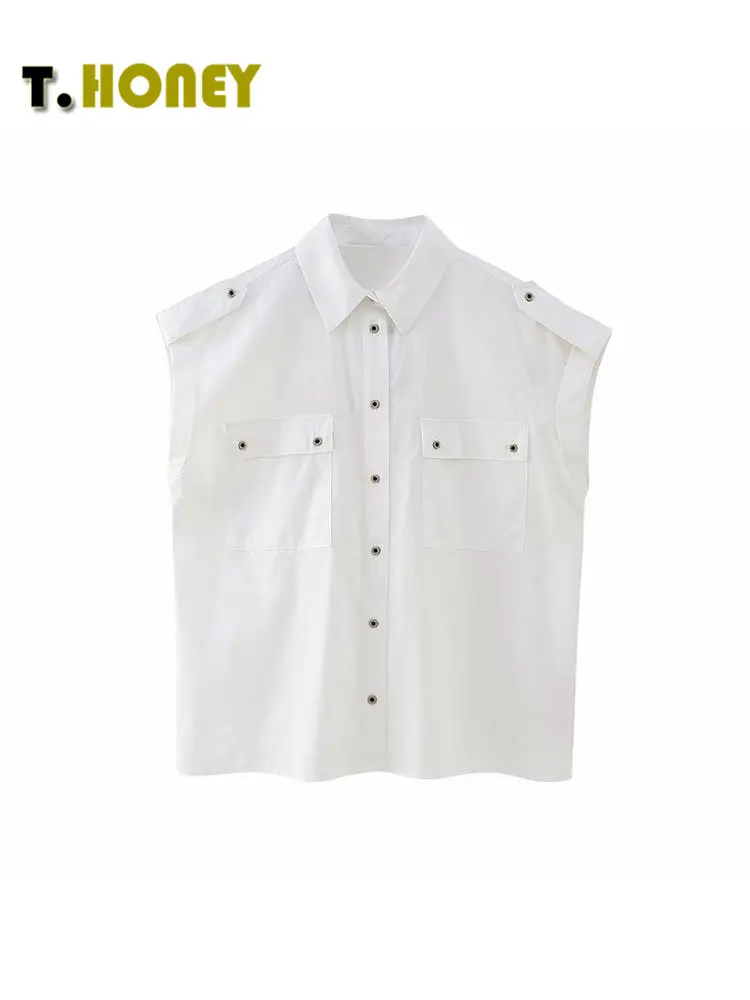 

Женская куртка без рукавов TELLHONEY, с воротником с лацканами и пуговицами спереди, шикарная Свободная белая одежда унисекс