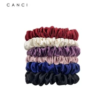 100 pure silk scrunchies ropes hair bands ties elastics solid color ponytail holders for women girls hair accessories 1cm