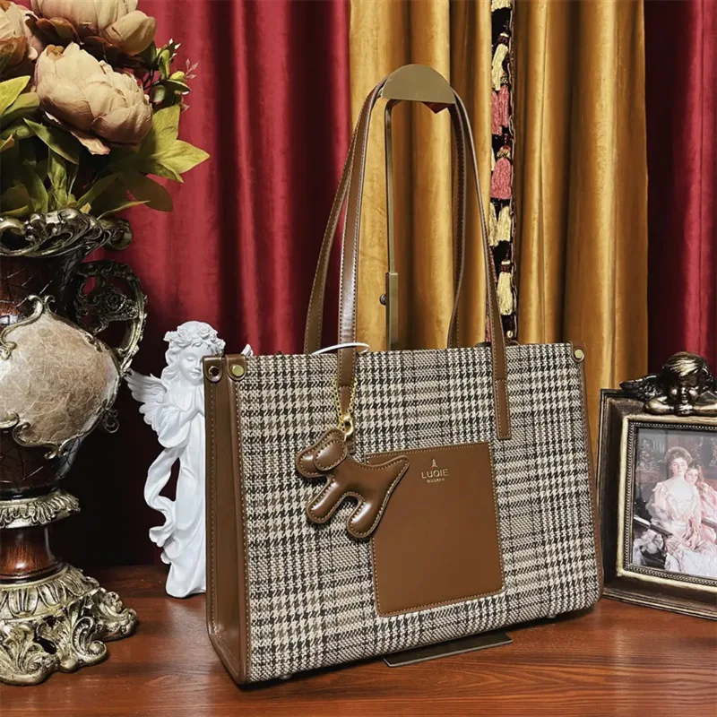 Luxurious Houndstooth Checker Retro Handbag Women's Bag 2023 New Versatile Wallet One-Shoulder Satchels Sac Designer Purses sac