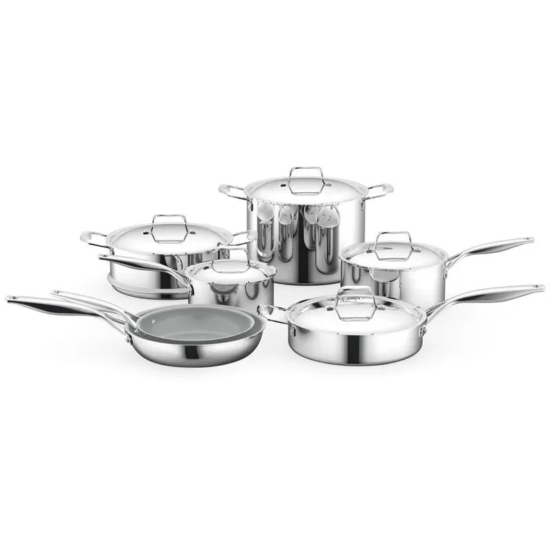 

Kitchen Kitchenware Pots & Pans Set-12-Piece Set Clad Kitchen Cookware W/ Steel Handles Fast Shipping