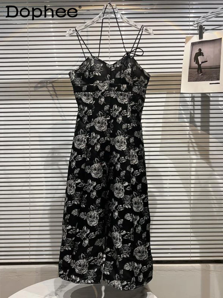 

Women Print Party Sling Backless Sleeveless Dress New Lady Sexy Temperament Fashion Summer Lady Dresses 2022