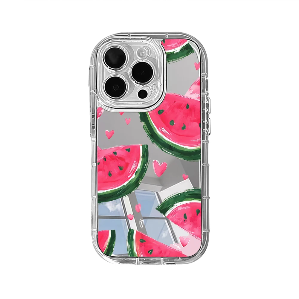 Летний чехол для телефона с зеркальным эффектом и рисунком арбуза для iPhone 17 Air 15 16 17 Pro Max 14 13 12 11 7 8 Plus Pro XR X Max, мягкий, в стиле Ins (art.: 3920dbba866d3) - 3920dbba866d3