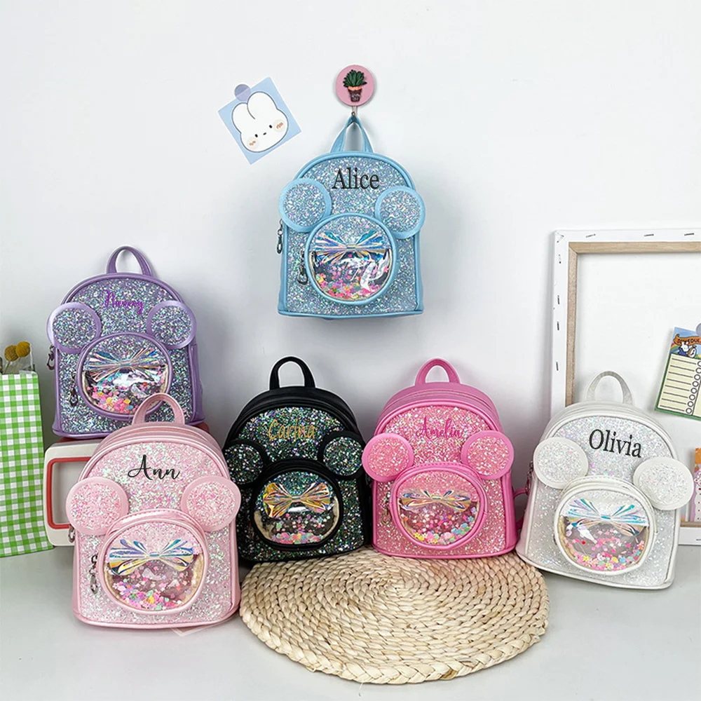 

Индивидуальная детская дорожная сумка карамельных цветов, персонализированная школьная сумка для детского сада с вышивкой имени, милые подарочные сумки для девочек