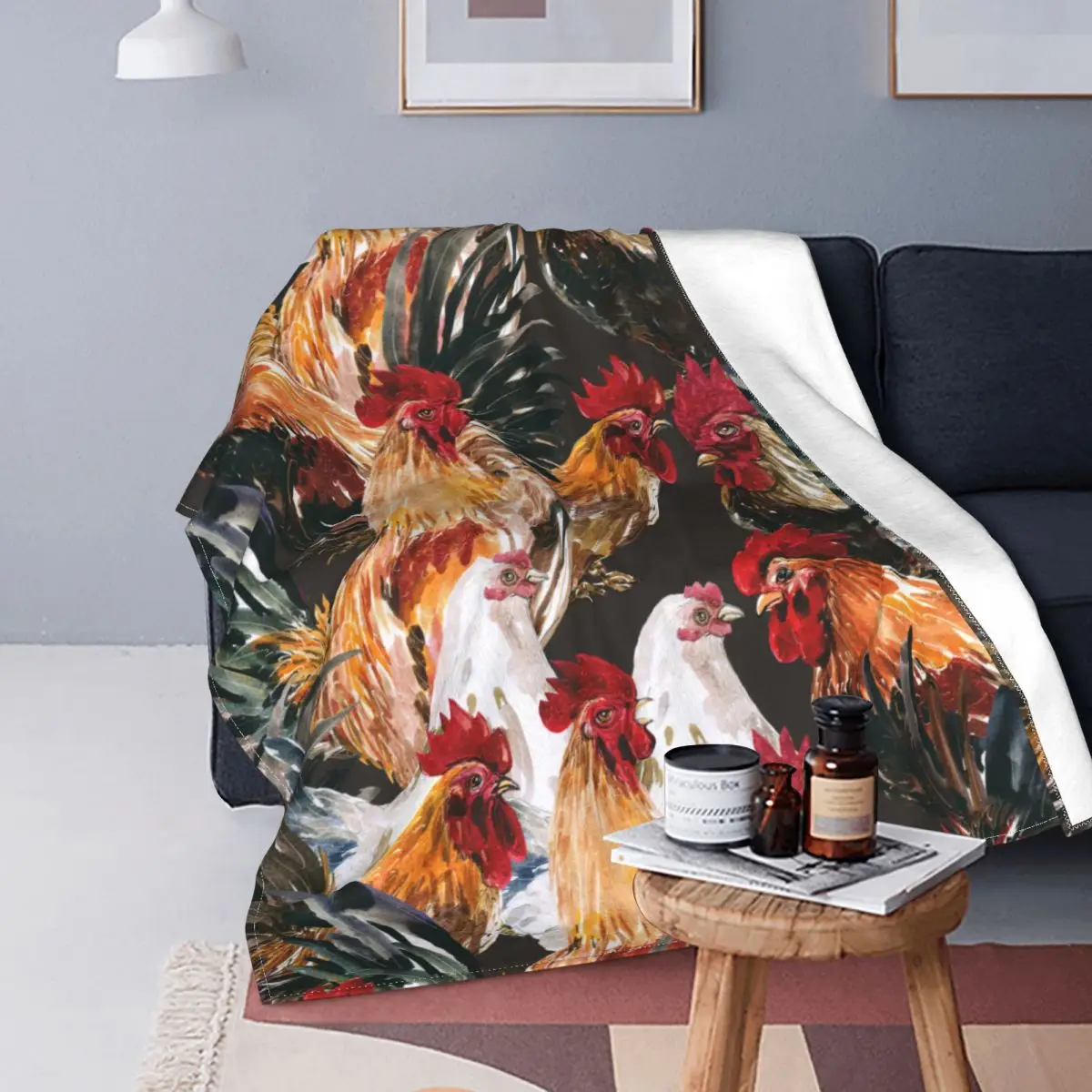 

Chicken Cute Animal Plaid Blanket Fleece Printed Portable Super Soft Throw Blanket for Home Bedroom Bedspread