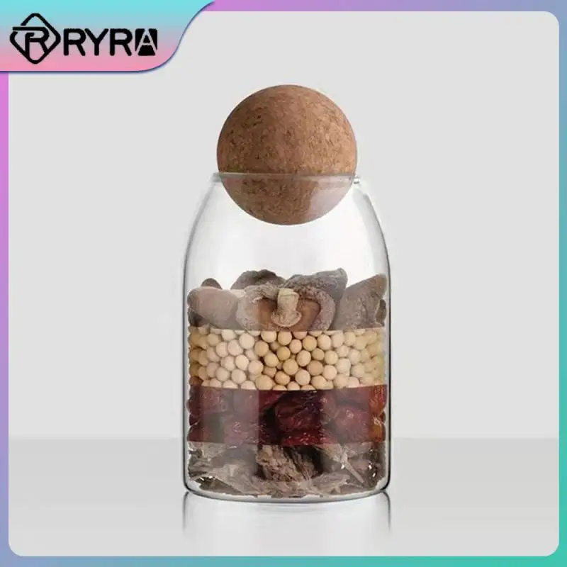 

Glass Glass Storage Jar Kitchen Organizer For Tea Coffee Cereals Candy Bean Nut Sealed Jar Storage Tanks Can With Ball Cork Lid