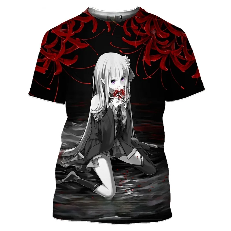 

2022 New Anime Re Zero 3D Printed T Shirt Men Women Summer Fashion Casual Sexy Girl Short Sleeve Streetwear Oversized T-shirt