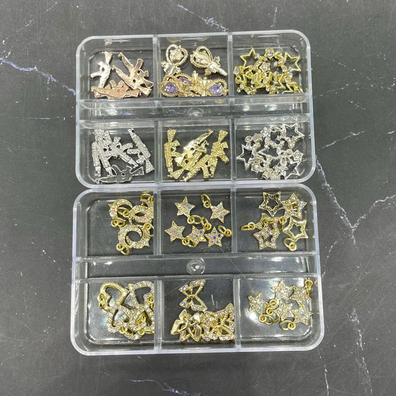 

30pcs/20pcs Luxury Nail Art Alloy Bowknot Love Charms Jewelry Gemstone Rhinestone Nails Shiny Multicolor Star Cherry Nail Decora
