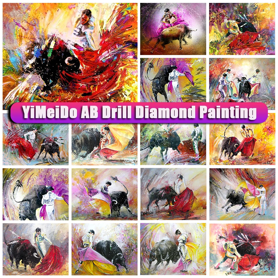 

YiMeido Zipper Bag 5D AB Diamond Painting Matador Cross Stitch Kit Full Drill Embroidery Mosaic Portrait Picture of Rhinestones